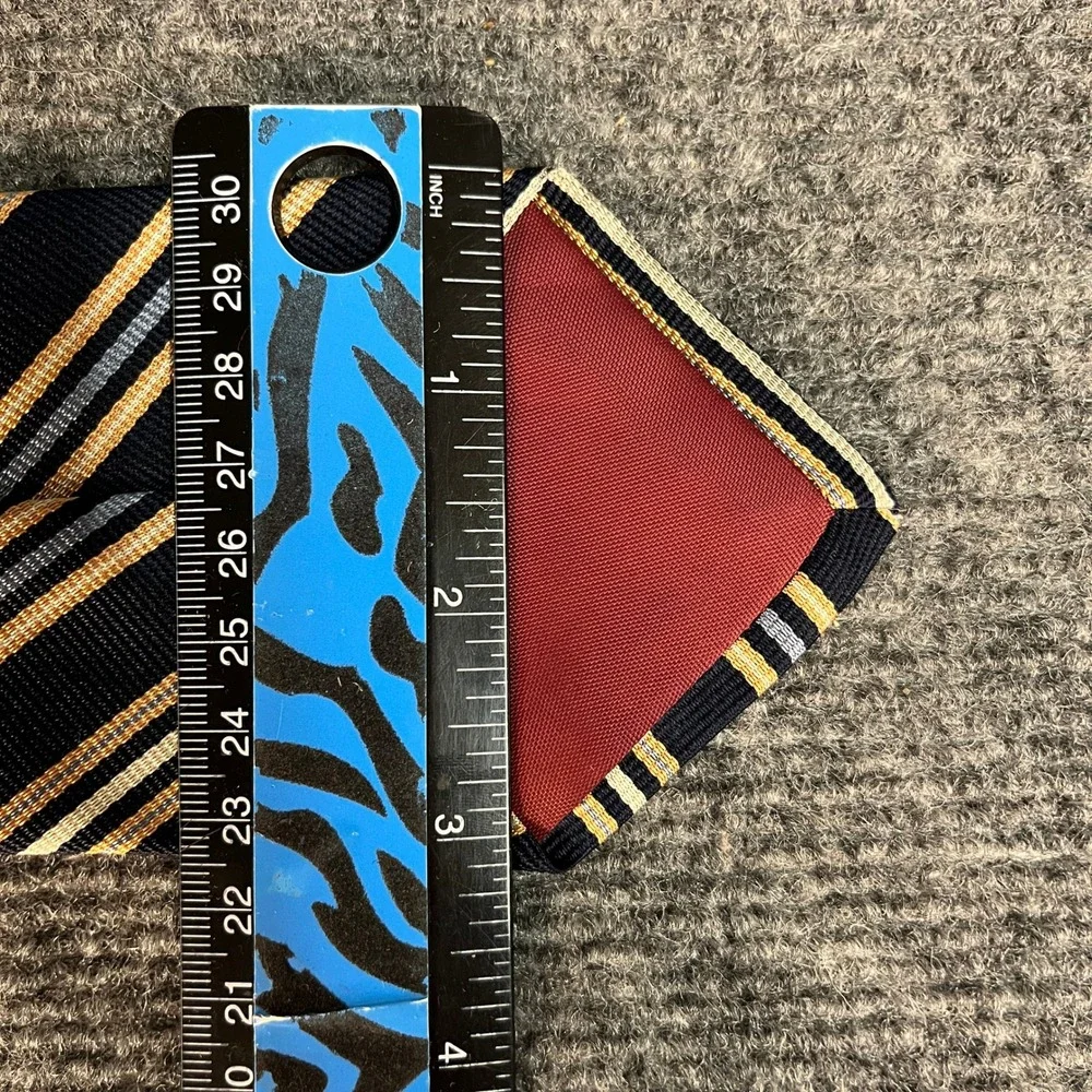 Bert Pulitzer Mens Navy Gold Striped Silk Necktie Classic Rep Stripe Tie